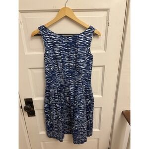 Kate Spade Women's Cotton Blend Navy Basket weave Sleeveless A-Line Dress Size 4